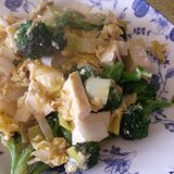 豆腐とブロッコリーの卵とじ炒め